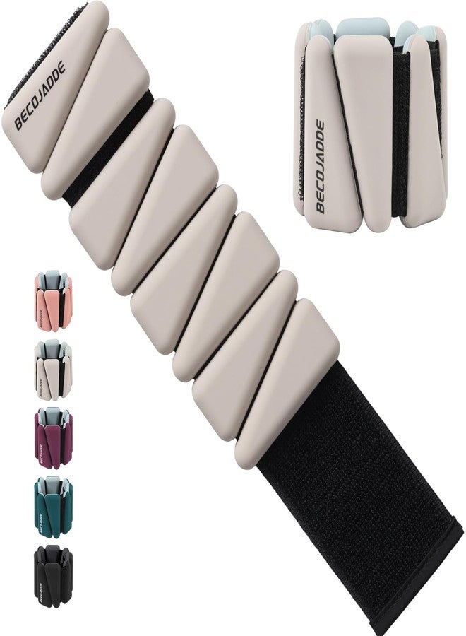 BECOJADDE Wrist Ankle Weights Adjustable Training Intensity for Strength Training Walking Running Yoga Pilates Jogging for Women Men Set of 2 (1lb Each), A-Beige - Image 1