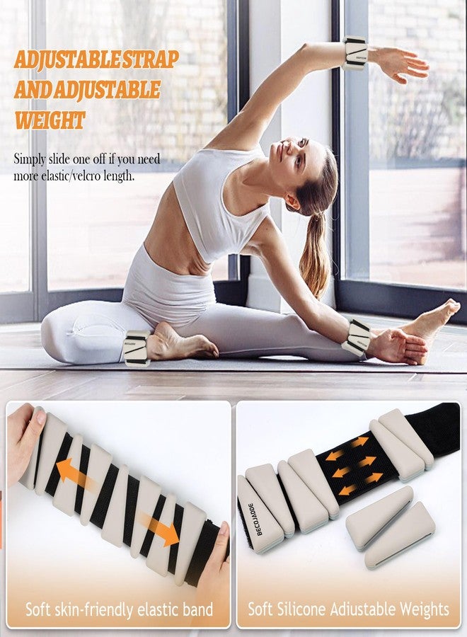 BECOJADDE Wrist Ankle Weights Adjustable Training Intensity for Strength Training Walking Running Yoga Pilates Jogging for Women Men Set of 2 (1lb Each), A-Beige - Image 5