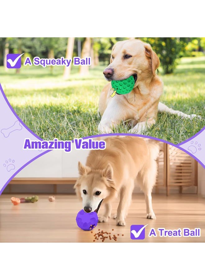 TROUSKAIG 2 Pack Interactive Dog Toys for Aggressive Chewers, 3.15”Squeaky Balls for Dogs and 3.54” Treat Dispensing Dog Toys, Squeaky Dog Balls for Large Dogs,Treat Puzzle Toy,Indestructible Toy Ball - Image 3