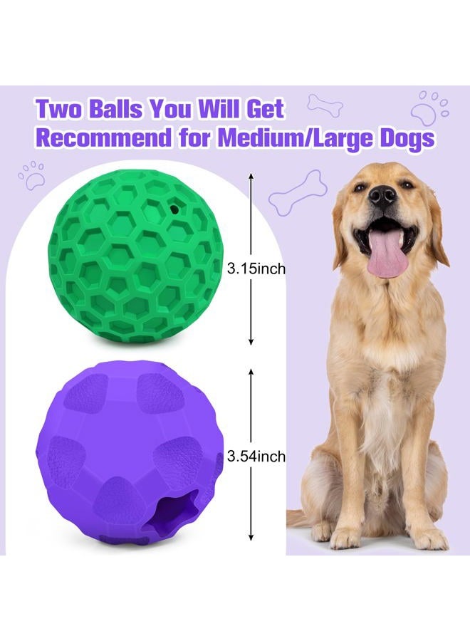 TROUSKAIG 2 Pack Interactive Dog Toys for Aggressive Chewers, 3.15”Squeaky Balls for Dogs and 3.54” Treat Dispensing Dog Toys, Squeaky Dog Balls for Large Dogs,Treat Puzzle Toy,Indestructible Toy Ball - Image 2