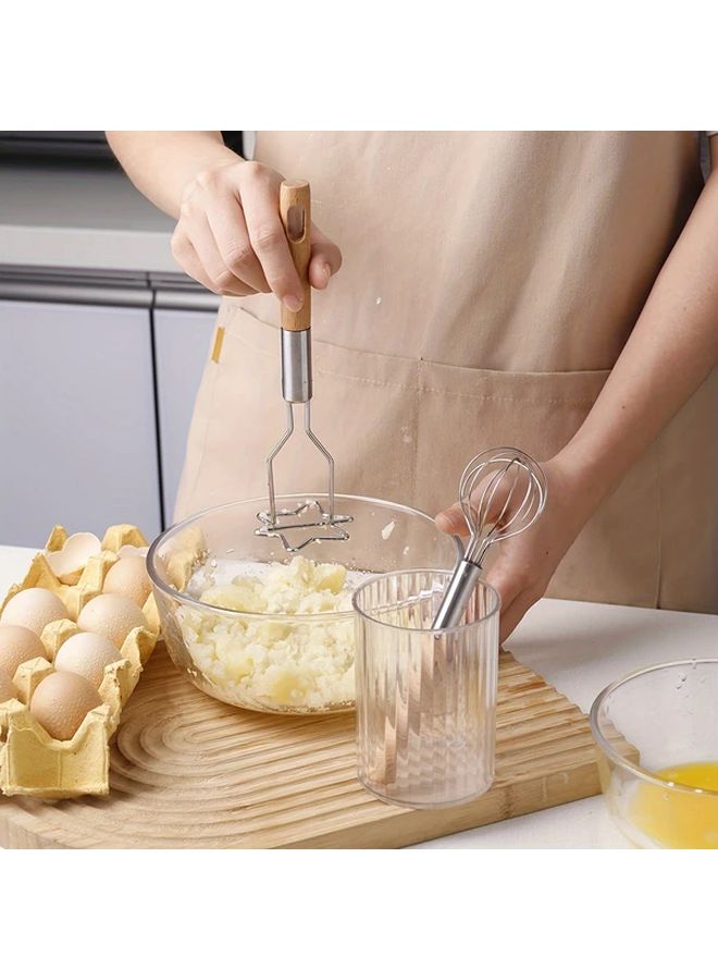 Kitchen Set Of Potato Masher And Egg Whisk For Baking Mixing Cream - Image 5
