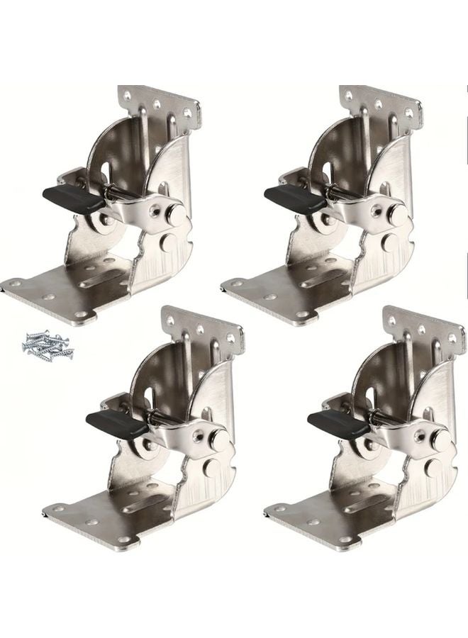 4 Pack Stainless Steel Folding Table Leg Brackets 0 90 180 Degree Adjustable With Self Locking Hinges - Image 1