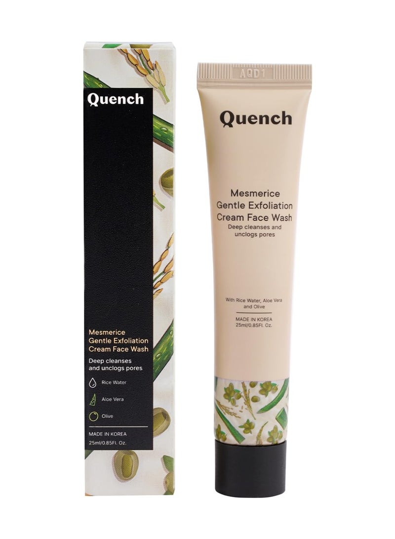 كوينش غسول الوجه بكريم التقشير اللطيف بماء الأرز، غسول الوجه الكوري للبشرة المتوهجة، يفتح ويرطب البشرة بالصبار وفيتامين E، صنع في كوريا (25 مل) - Image 2