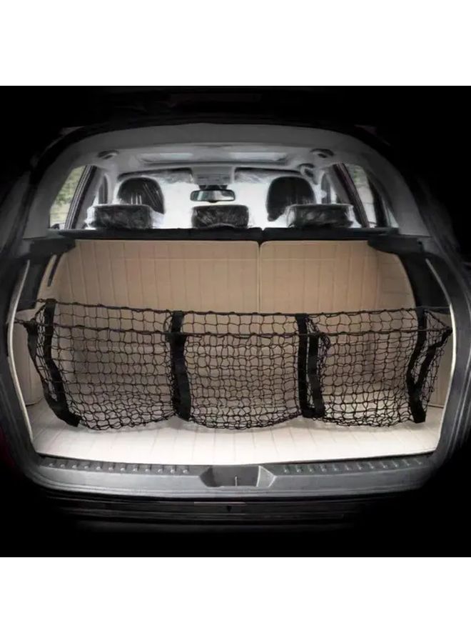 شبكة تخزين سرير الشاحنة الثقيلة السوداء مع منظّم حمولة بثلاث جيوب 43 × 31 × 11.81 بوصة - Image 3