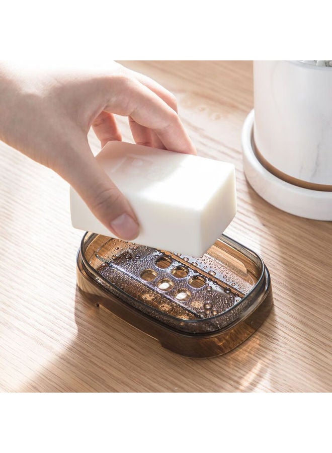 CHAHUA Camellia Soap Dish With Lid, Creative Draining Design, No Drilling Required, Bathroom Laundry Soap Holder, 1 Piece - Image 2