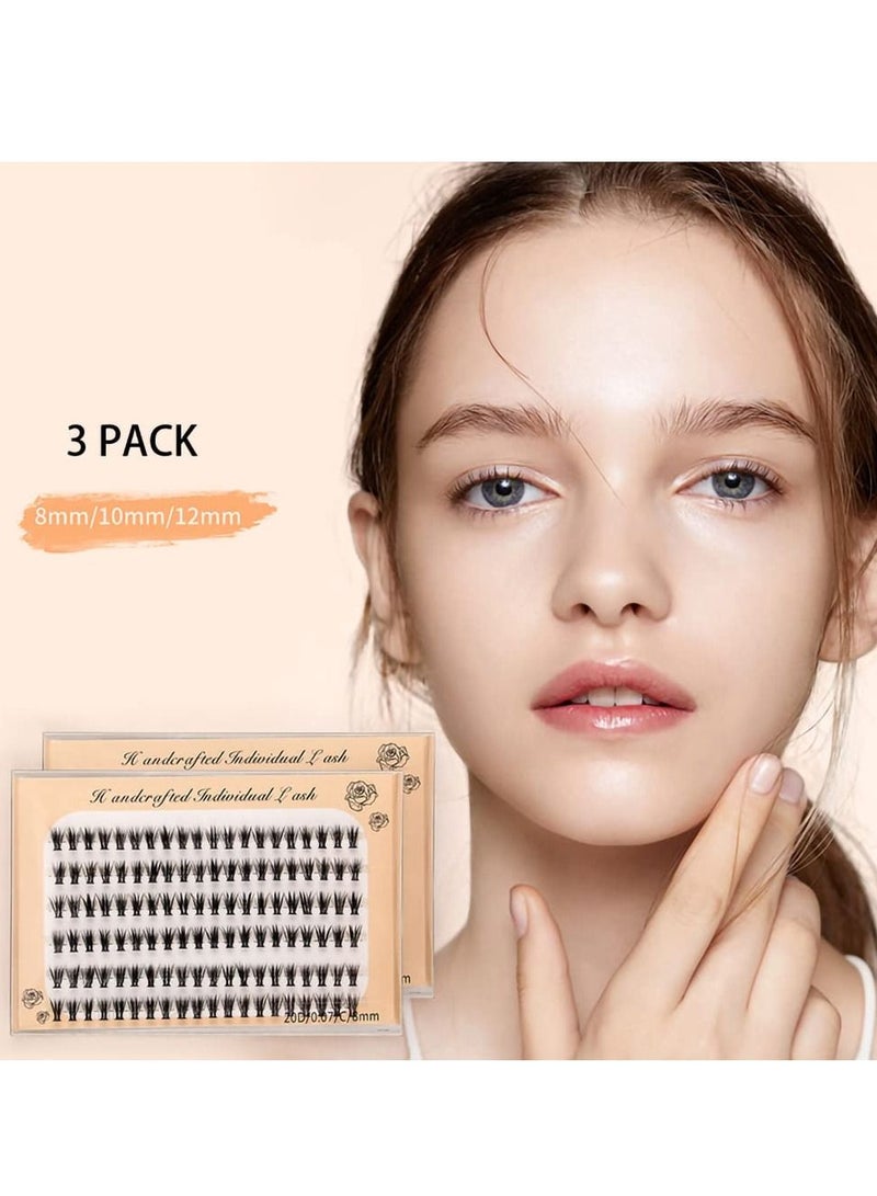 KASTWAVE 360 pcs / 3 Pack Individual Lashes Curl, 8-10-12mm Mixed Length Natural Lashes Clusters, Faux Mink Individual Cluster Eyelashes False Eyelashes, eyelash extension individual eyelashes - Image 3