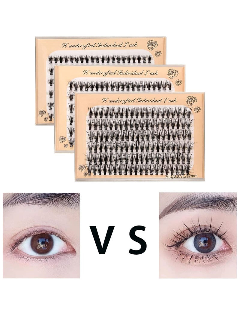 KASTWAVE 360 pcs / 3 Pack Individual Lashes Curl, 8-10-12mm Mixed Length Natural Lashes Clusters, Faux Mink Individual Cluster Eyelashes False Eyelashes, eyelash extension individual eyelashes - Image 2