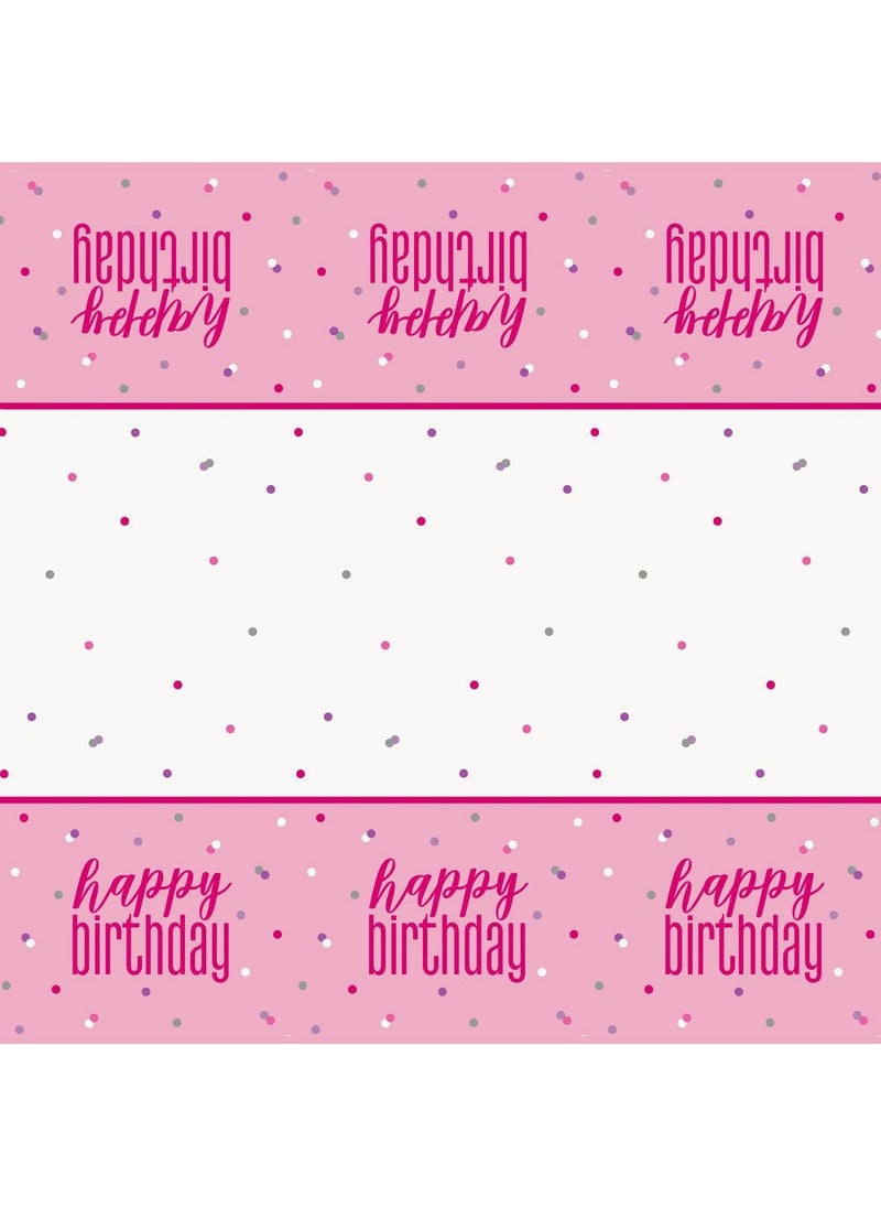 يونيك مفرش طاولة بلاستيكي لعيد ميلاد سعيد، وردي، 137×213 سم - Image 2