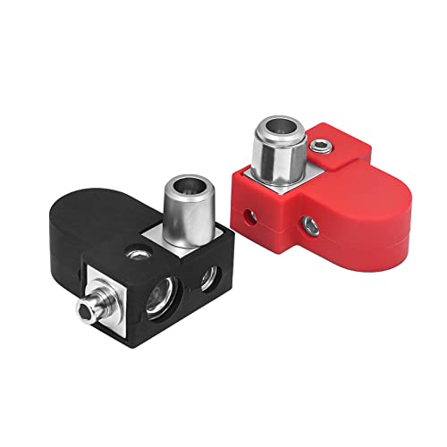 Recoil BTO Solid Brass Positive Negative Battery Terminals with Adaptor Collars, 1X0/2/4 Gauge & 1X4/8 Gauge Outputs, Top-Mounted or Side-Mounted Power Ring Provision and OEM Post Adapter - Image 1