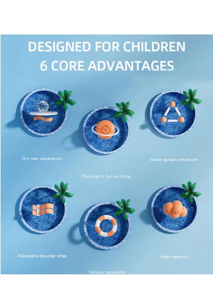 Y&D Children's Dry and Wet Separation Children's Swimming Bag, Beach Bag, Sports Fitness Bag, Portable Drawstring Backpack Waterproof Gym Sports Pool Beach Gear - Image 4