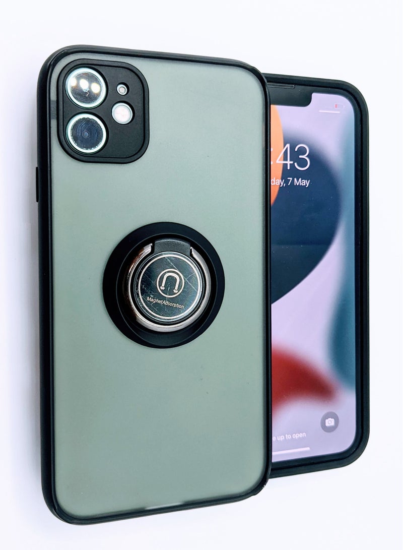 iPhone 12 Case, Protective Back Cover Ring with Magnet Case for iPhone 12 Black 6.1"