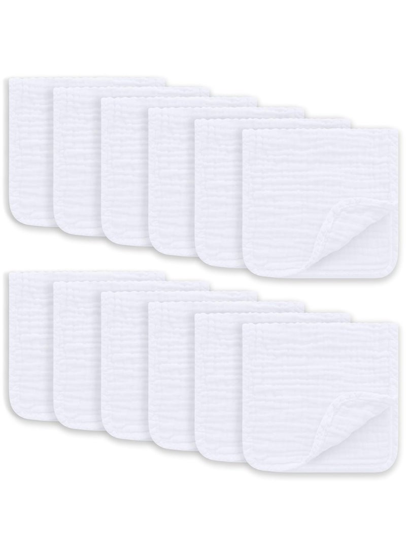 Ease Cubs Muslin Burp Cloths Large 100% Cotton Hand Washcloths for Boys & Girls, Baby Essentials Extra Absorbent and Soft Burping Rags for Newborn Registry (White, 12-Pack, 20" X10") - Image 1