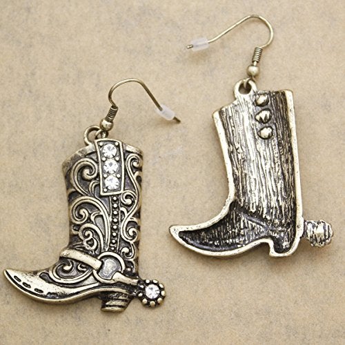 RechicGu Vintage Golden Color Western West Cowgirl Texas Boots Spur Dangle Drop Earrings Rodeo Boho Fancy Dress Costume - Image 5