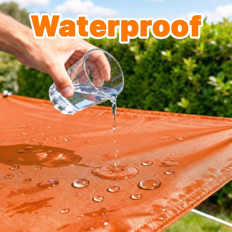 ColourTree 9.5' x 9.5' Orange Square Waterproof Sun Shade Sail Canopy Awning Shelter Fabric, 95% UV Blockage UV & Water Resistant, Outdoor Patio Garden Carport (We Make Custom Size) - Image 4