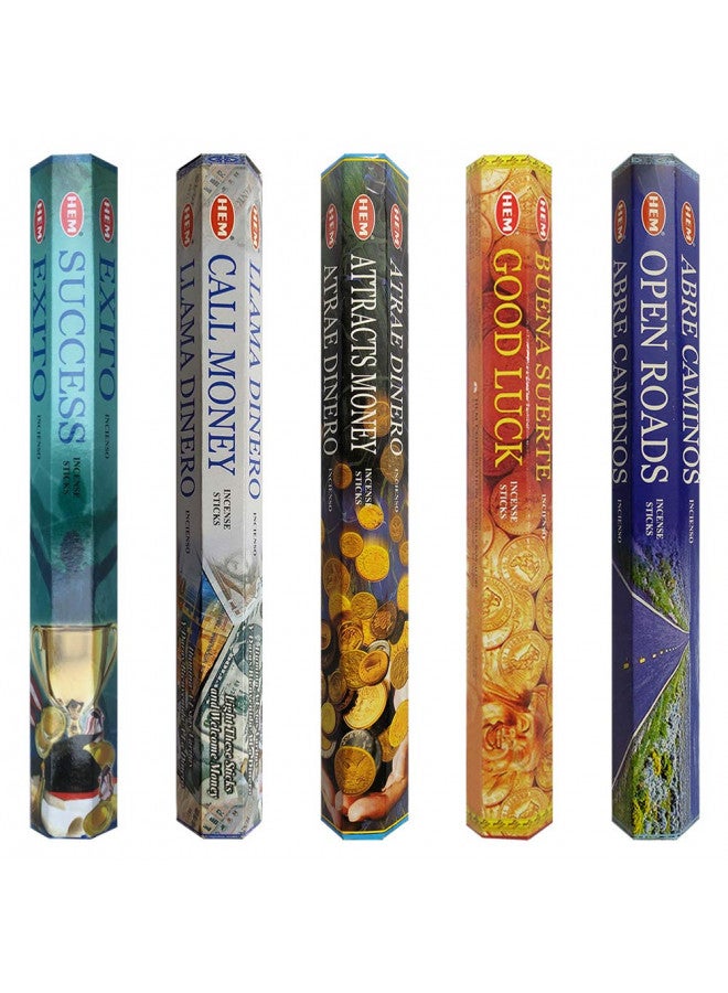 TRUMIRI Hem Incense Sticks Variety Pack #5 and Incense Stick Holder Bundle with 5 Money and Success Themed Fragrances - Image 1