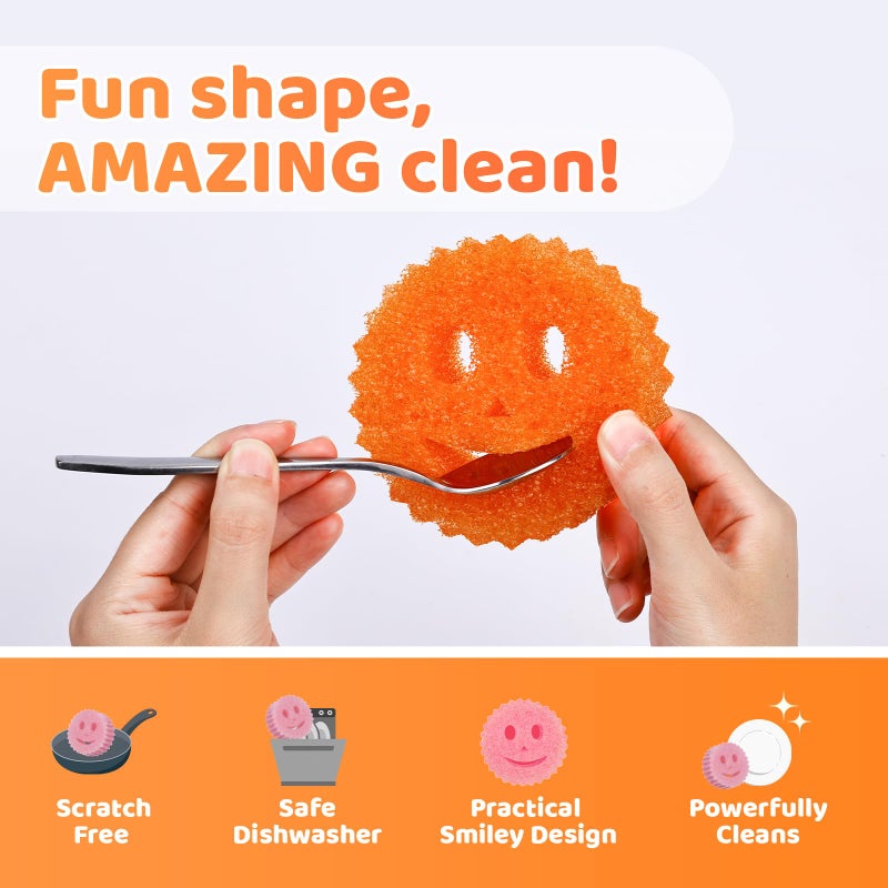 Treeroot 12 Colorful Smile Scrub Sponges, Temperature Controlled Dish Sponge, Bulk Kitchen Sponges for Cleaning, Multi Functional Cleaning Sponge for Kitchen, Bathroom, Floor - Image 2