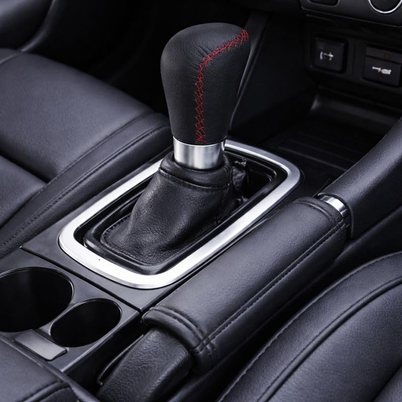 YOURKARTS.COM Leather & Chrome Gear Shift Knob 5-Speed Manual Transmission Gear Knob with Universal Fit & Installation Kit (Black MOMO Style) | car Accessories 2025 - Image 2