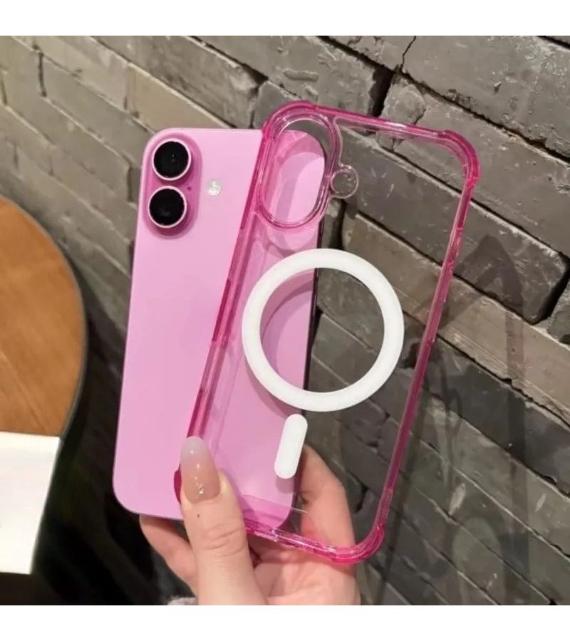 Universal Black Shockproof Transparent Phone Case With Magnetic Wireless Charging Back Cover Compatible With iPhone 15 Pro Max - Image 1