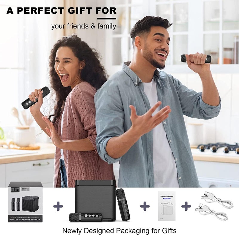 TDOO Local & cross border ship compatible Portable Bluetooth Speaker, Karaoke Machine for Adults/Kids with 2 Wireless Microphones, Bluetooth Karaoke Speaker PA System, Singing Machine with Echo and Vocal Cut Easy daily handling design - Image 5