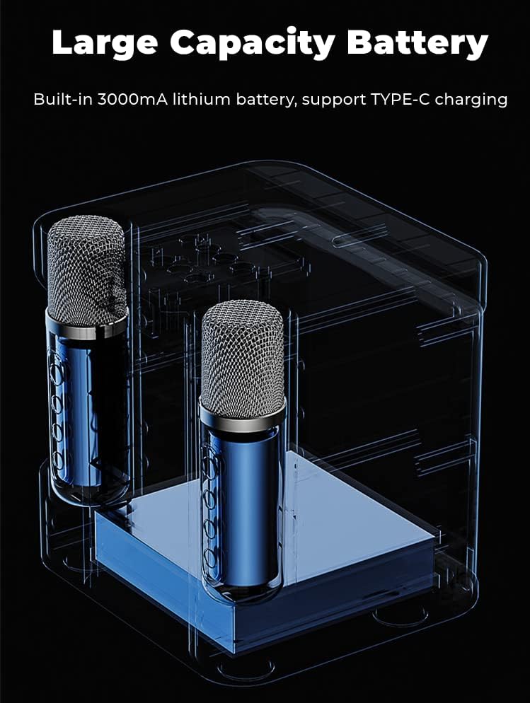 TDOO Local & cross border ship compatible Portable Bluetooth Speaker, Karaoke Machine for Adults/Kids with 2 Wireless Microphones, Bluetooth Karaoke Speaker PA System, Singing Machine with Echo and Vocal Cut Easy daily handling design - Image 2