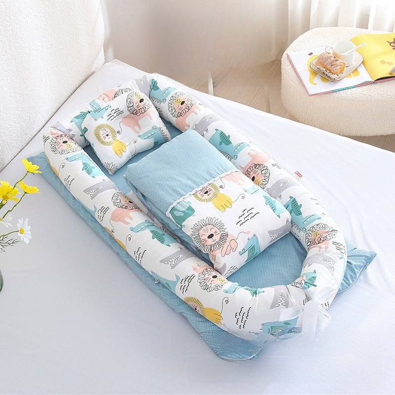 1 x 5 pcs Portable Baby Nest with Detachable Washable Cover Lion Crocodile (unwashing Belt)
