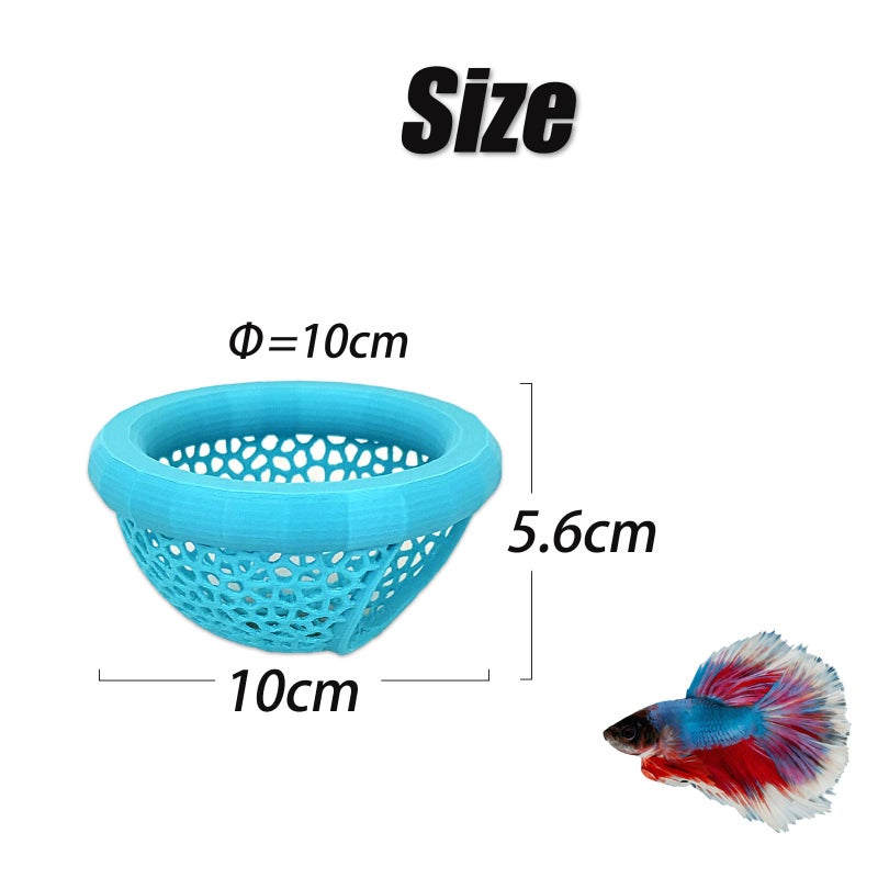 HOZOE Aquarium Floating Betta Fish Skins, Betta or Shrimp Feeder, Cave and Hammock, Small Fish Feeding Rings, Aquarium Hiding Feeding Decorative Accessories (Cyan) - Image 3