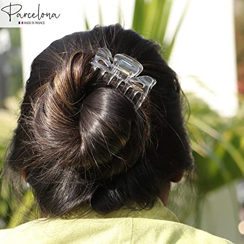 Parcelona French Classic Small 2.5" Celluloid Jaw Hair Claw Clips for Women and Girls (Clear) - Image 5