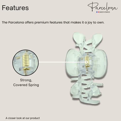 Parcelona French Classic Small 2.5" Celluloid Jaw Hair Claw Clips for Women and Girls (Clear) - Image 3