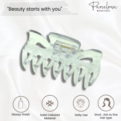 Parcelona French Classic Small 2.5" Celluloid Jaw Hair Claw Clips for Women and Girls (Clear) - Image 2
