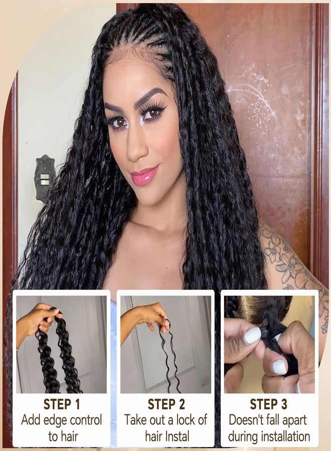 Eumos Human Braiding Hair for Boho Braids 3 Bundles 120g 20Inch Deep Wave Human Hair Braiding Hair 12A Brazilian Virgin No Weft Hair Extensions for Bohemian Knotless Braids Bulk Human Hair for Braiding - Image 5