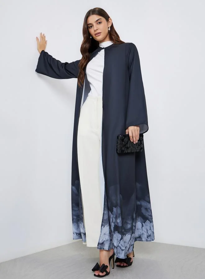 Amirah Amirah Women Black Tie-Dye Border Print Abaya