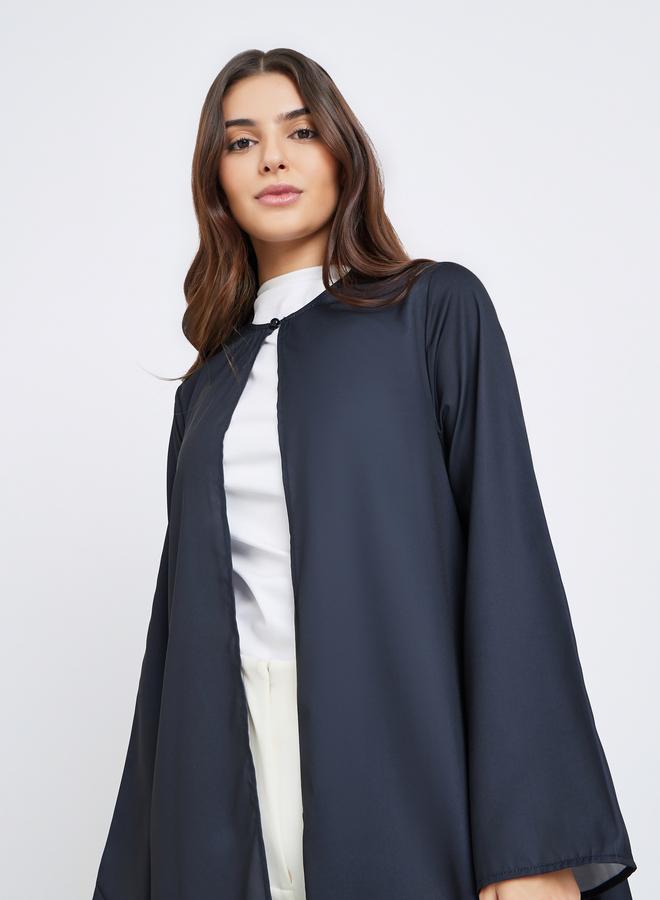 ستايلي أميرة عباية بحافة مطبوعة باللون الأسود بصبغة ربط - Image 3