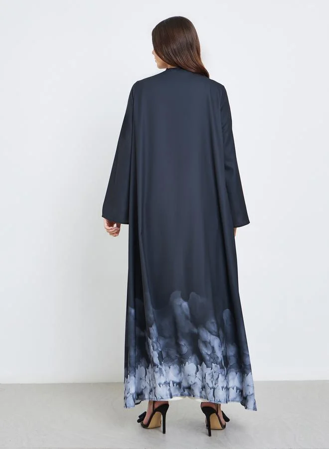 Amirah Amirah Women Black Tie-Dye Border Print Abaya