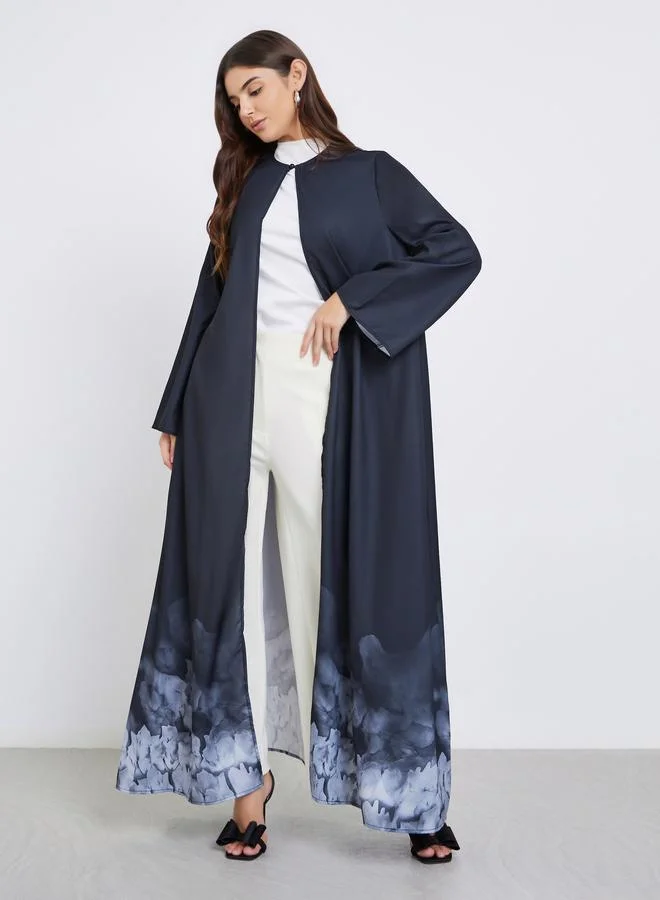 Amirah Amirah Women Black Tie-Dye Border Print Abaya