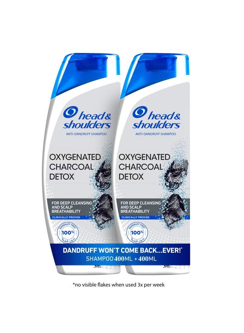 Head & Shoulders Charcoal Detox Anti-Dandruff Shampoo Clinically Proven With Active Ingredient Piroctone Olamine 400ml +400ml - Image 1