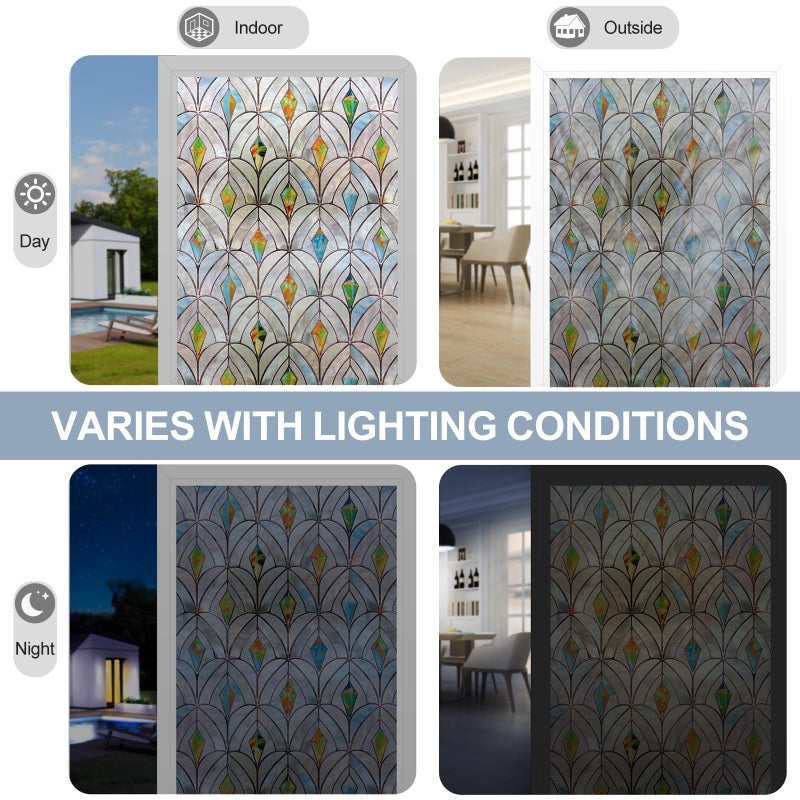 ADD.HERES 3D Stained Glass Window Film, Decorative Window Privacy Film for Bathroom,Front Door,Home, Sun Blocking Heat Control,Static Cling,Malachite, 23.6inch x 70.8inch - Image 3