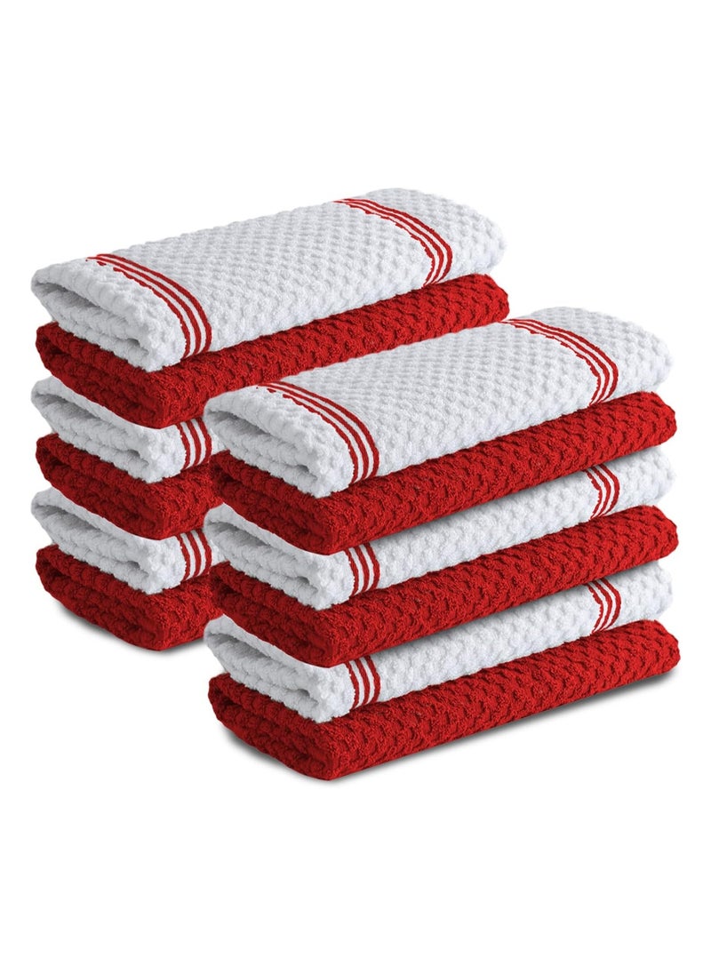 Infinitee Xclusives Infinitee Xclusives Premium Kitchen Towels - Red [Pack of 12] 100% Cotton Kitchen Hand Towels 15 x 25 Inches - Dish Towels for Kitchen  - Image 1