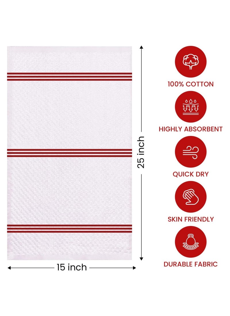 Infinitee Xclusives Infinitee Xclusives Premium Kitchen Towels - Red [Pack of 12] 100% Cotton Kitchen Hand Towels 15 x 25 Inches - Dish Towels for Kitchen  - Image 2