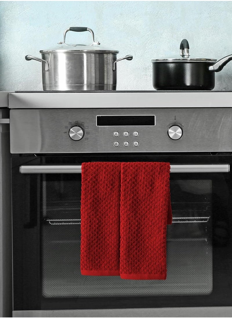 Infinitee Xclusives Infinitee Xclusives Premium Kitchen Towels - Red [Pack of 12] 100% Cotton Kitchen Hand Towels 15 x 25 Inches - Dish Towels for Kitchen  - Image 4