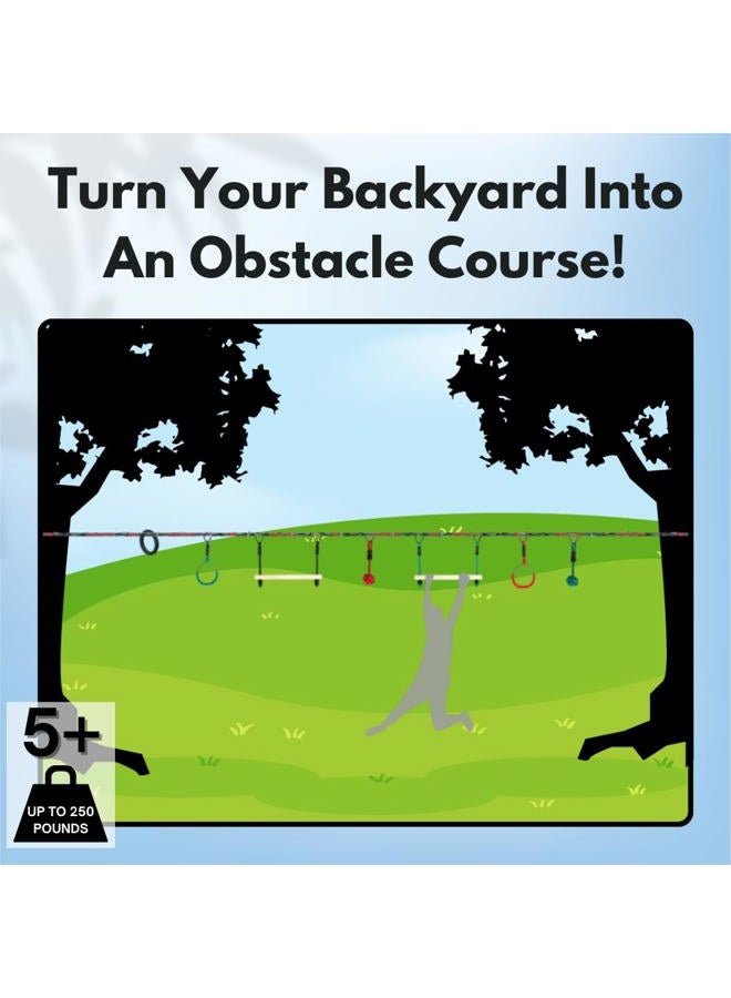 slackers USA Ninja Line Starter Set 2021, 11 Metre Hangel Course, Great 11-Piece Complete Set, Can Also Be Used as a Slackline, with 7 Obstacles, Train Like a Ninja, 980024 - Image 5