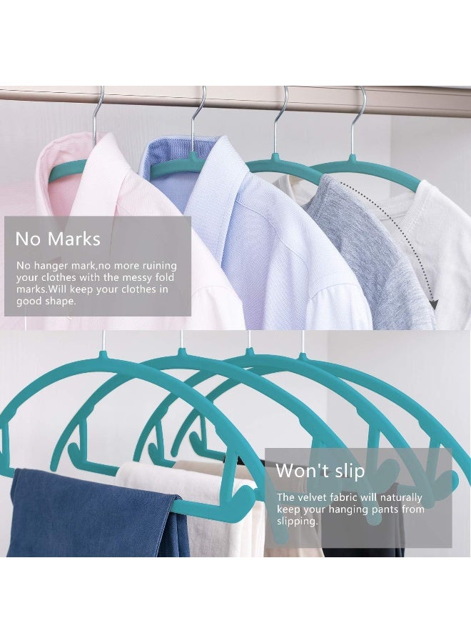 MIZGI MIZGI Premium Velvet Hangers (Pack of 50) Heavyduty- Non Slip No Shoulder Bump Suit Hangers - Chrome Hooks, Space Saving Clothes Hangers, Rounded Hangers for Coat, Sweater, Jackets, Pants, One Size - Image 5