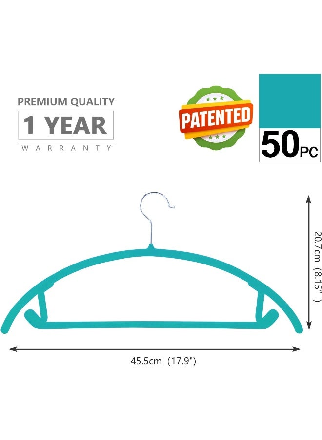 MIZGI MIZGI Premium Velvet Hangers (Pack of 50) Heavyduty- Non Slip No Shoulder Bump Suit Hangers - Chrome Hooks, Space Saving Clothes Hangers, Rounded Hangers for Coat, Sweater, Jackets, Pants, One Size - Image 2