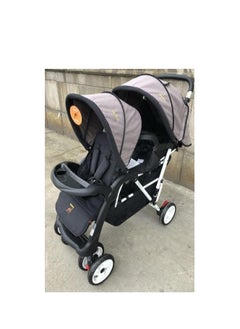 Generic Double Stroller, Double Stroller with Adjustable Backrest, Footrest, Foldable Design for Easy Transport - (Grey Color).  - Image 2