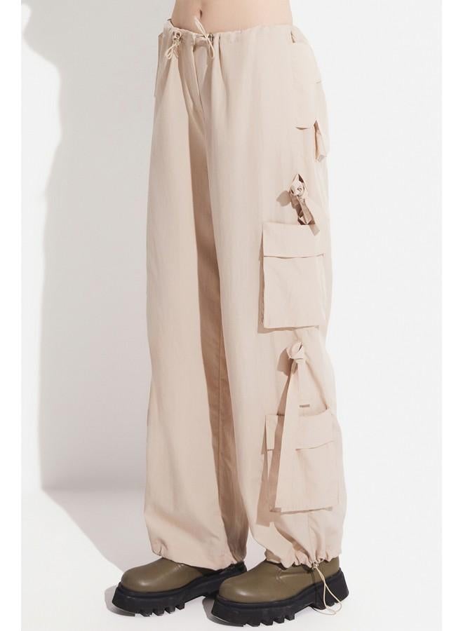 JUNE June Women Cargo Pocket Wide Leg Woven Trouser Stone - Image 4