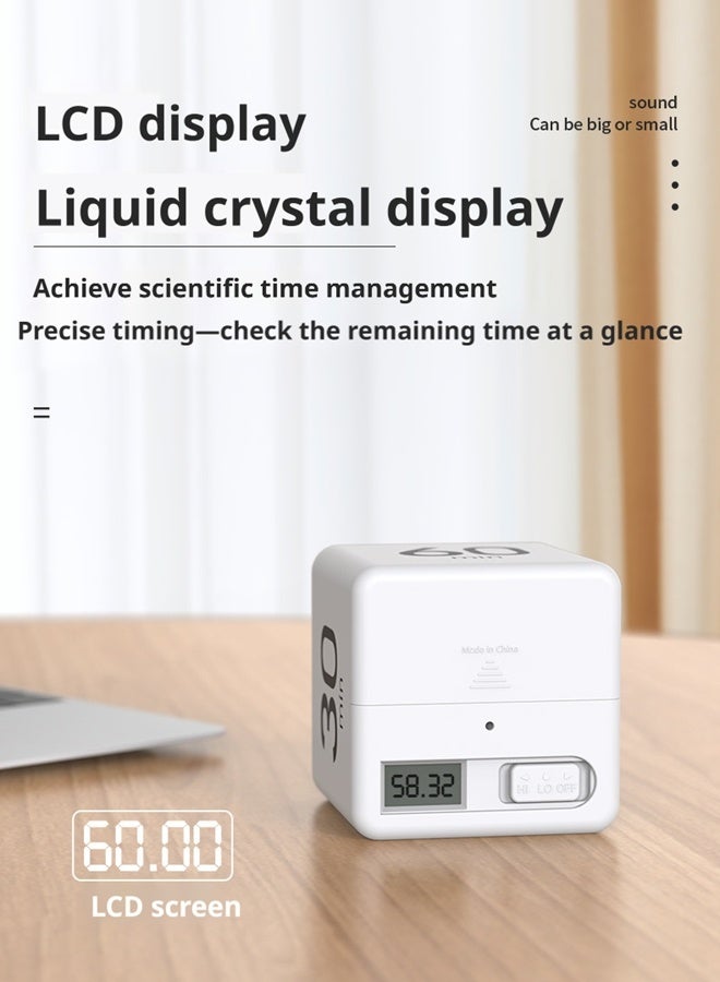 HOOPZOZA Gravity Timer Pomodoro Timer 5/20/30/60 Minutes Productivity Timer Flip Gravity Sensor Cube Timer Portable Desk Timer for ADHD Work Study Kitchen - Image 5