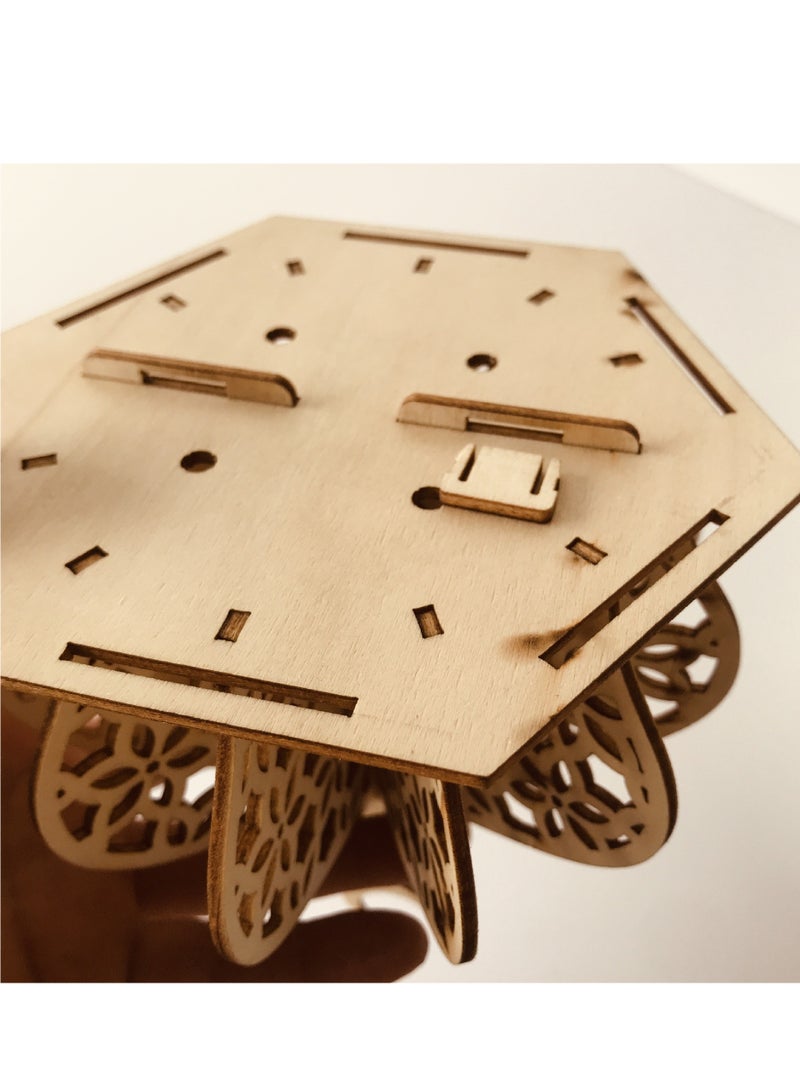 ضوء زخرفي خشبي لرمضان مع LED، فانوس مفرغ مبتكر لتقوم بتجميعه بنفسك، مثالي كهدية لعيد الفطر ورمضان، 24×10×10 سم - Image 2