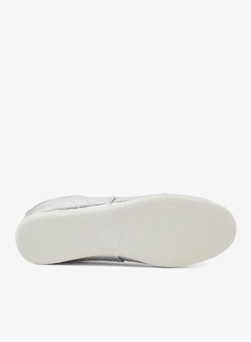 Styli  Silver Metallic Lace-Up Sneakers for Women | Best Price UAE