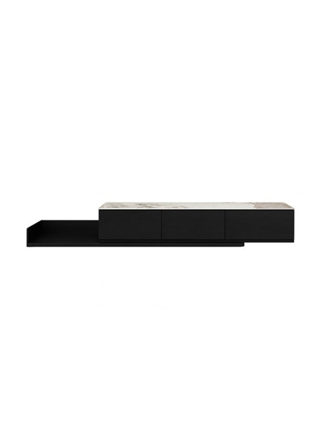 YI ONE TV Unit – Expandable TV Stand with Marble Top & Black Wooden Finish, 3 Drawers, Adjustable Length (2000–2500)×400×310 mm - Image 5