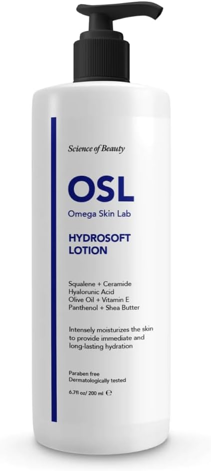 OSL Hydrosoft Lotion 200ML Nourishing Face Moisturiser Body Lotion and Face Lotion Enriched with Shea Butter VitaminE Olive Oil Hyaluronic Acid Ceramide Squalene