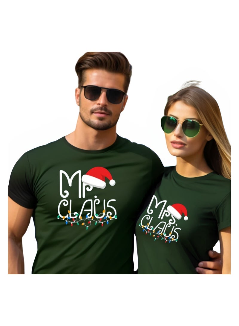 PRINTSHOP4ME Christmas Couples Round Neck Short Sleeve T-Shirt–Matching Festive Shirts For Couples–Soft Cotton Tshirt - Image 2